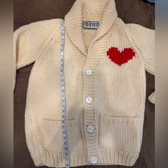 GOGO Cream Cardigan with Red Heart - Picture 4 of 7